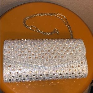 Silver rhinestone purse/clutch
